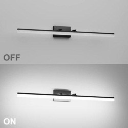 Orren Ellis Aipsun Dimmable Modern Black LED Vanity Light Adjustable Bathroom Light Fixtures Over Mirror Rotatable Vanity Lighting 5500K in Gray