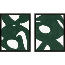 AllModern Blue Harmony Collection Green Harmony Set Of 2 By Andrea Stokes - Framed Wall Art Metal in Brown, Size 38.0 H x 30.0 W x 1.25 D in Wayfair