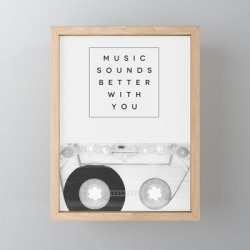 Framed Mini Art Print | Music Sounds Better With You by Galaxy Eyes - Light Wood - 3" x 4" - Society6