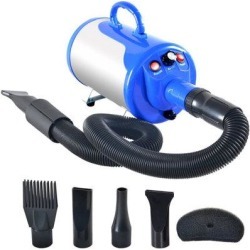 Shelandy 3.2HP Stepless Adjustable Speed Pet Hair Force Dryer Dog Grooming Blower w/ Heater, Size 10.0 H x 7.8 W x 17.0 D in | Wayfair 1902-BLUE