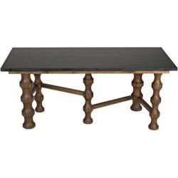 Noir Creo Desk Wood/Marble in Black/Brown, Size 30.0 H x 70.0 W x 30.0 D in | Wayfair GDES168DW