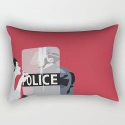 Red Woman N3 Rectangular Pillow by Nvard Yerkanian - Small (17" x 12")