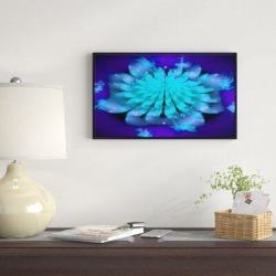 East Urban Home Floral 'Fractal Spread out Flower' Framed Graphic Art Print on Wrapped Canvas Metal in Blue, Size 16.0 H x 32.0 W x 1.0 D in Wayfair found on Bargain Bro from Wayfair for USD $55.47