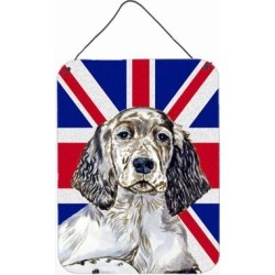 Caroline's Treasures English Setter w/ English Union Jack British Flag by Lyn Cook Graphic Art Plaque Metal in Blue/Gray/Red | Wayfair LH9474DS1216