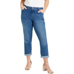 Plus Size Women's Boyfriend Jean with Invisible Stretch® by Denim 24/7 in Medium Wash (Size 36 W) found on Bargain Bro from Roamans.com for USD $30.27