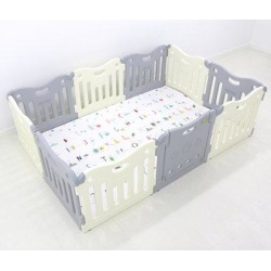 Baby Care Baby Playpen Safety Gate Plastic in Gray/White, Size 24.8 H x 57.9 W x 86.2 D in |...