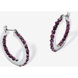 Women's Birthstone Inside-Out Hoop Earrings In Silvertone (31Mm) by PalmBeach Jewelry in February found on Bargain Bro from Ellos for USD $22.79