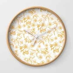 Aesthetic And Simple Bees Pattern Wall Clock by Magicalwalrus - Natural - White