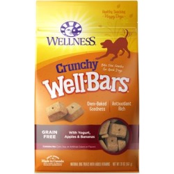 Wellness Natural Grain Free Wellbars Crunchy Yogurt Apples & Bananas Recipe Dog Treats, 20 oz, Medium