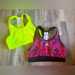Adidas Intimates & Sleepwear | Bundle Deal Of 2 Adidas Sports Bras Size M | Color: Black/Pink | Size: M