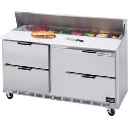 Beverage Air SPED60-12C-4 60" 4 Drawer Cutting Top Refrigerated Sandwich Prep Table with 17" Wide Cutting
