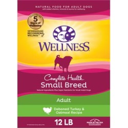 Wellness Complete Health Natural Small Breed Turkey and Oatmeal Recipe Dry Dog Food, 12 lbs.