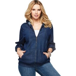 Plus Size Women's Zip-Up Kate Hoodie by Roaman's in Dark Wash (Size 18 W) Denim Jacket found on Bargain Bro from Roamans.com for USD $30.39
