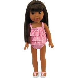 American Fashion World Doll Clothing - Light Pink Polka Dot Swimsuit for 14.5'' Doll