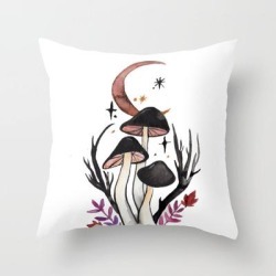 Potion Mushrooms Couch Throw Pillow by Hannah Margaret Illustrations - Cover (16" x 16") with pillow insert - Indoor Pillow