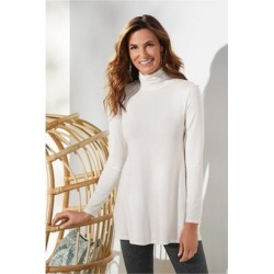 Women's Tahira Turtleneck Top by Soft Surroundings, in Ecru size XS (2-4)