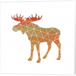 Millwood Pines Moose On White by Erin Clark - Wrapped Canvas Print Canvas & Fabric in Green/Orange/White, Size 12.0 H x 12.0 W x 1.5 D in | Wayfair found on Bargain Bro from Wayfair for USD $44.83