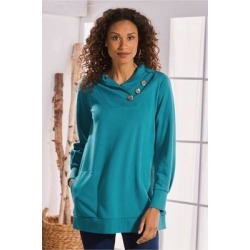 Women's Winifred Pullover Top by Soft Surroundings, in Deep Lagoon size XS (2-4)