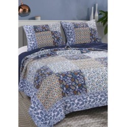 Pandora Quilt Set by Greenland Home Fashions in Blue (Size FL/QUE)
