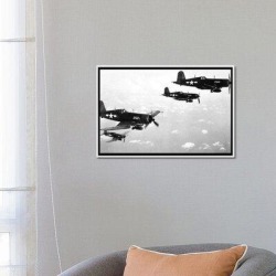 East Urban Home F4U Corsair Planes, Used from 1942-53 by the US Navy & Marine Corps - Photograph Print Canvas & Fabric in Black/Gray/Green | Wayfair