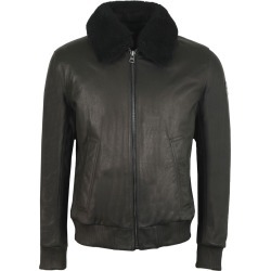 Casual Jendar Shearling Collar Leather Jacket