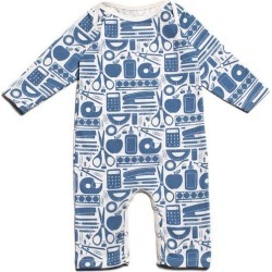 Winter Water Factory School Supplies Long Sleeve Onesie, Blue Winter Water Factory School Supplies Long Sleeve Onesie, Blue