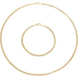 9ct Yellow Gold Fancy Chain Necklace & Bracelet Set