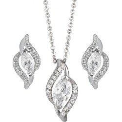 Sterling Silver Wave Cubic Zirconia Earring & Pendant Set