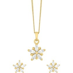 Gold Plated Silver Cubic Zirconia Earrings & Pendant Set