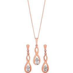 9ct Rose Gold & Cubic Zirconia Earrings & Pendant Set