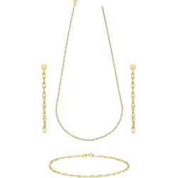 9ct Gold Fancy Singapore Necklace, Bracelet & Drop Earrings