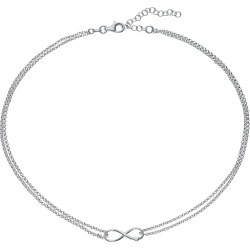 Silver Infinity Heart Double Chain Necklace