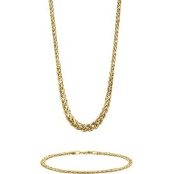 9ct Yellow Gold Chain Necklace & Bracelet Set