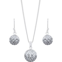 Evoke Silver Rhodium Plated Crystal Earrings & Pendant Set