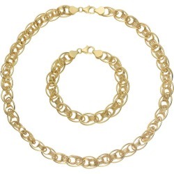 9ct Yellow Gold Link Chain Necklace & Bracelet Set