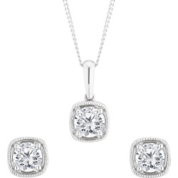 9ct White Gold 2/3ct Diamond Jewellery Gift Set