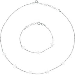 Sterling Silver Star Bracelet & Necklace Set