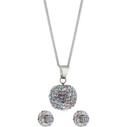 Sterling Silver Crystal Ball Pendant and Earrings Set