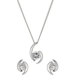 Sterling Silver Cubic Zirconia Earrings & Pendant Set