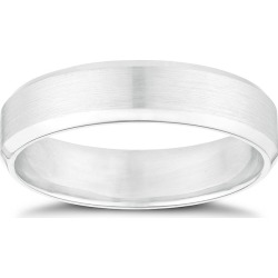 9ct White Gold 5mm Matt & Polished Band