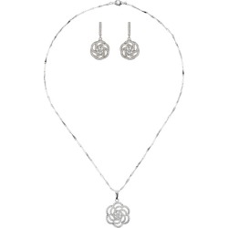 Mikey Crystal Flower Earring And Pendant Set