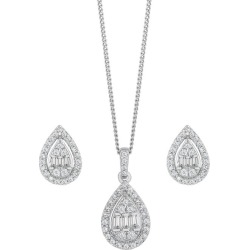 9ct White Gold 1/2ct Diamond Pear Jewellery Gift Set