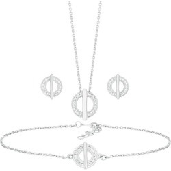 Evoke Silver Rhodium Plated Earrings, Pendant & Bracelet Set