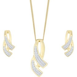 9ct Yellow Gold Diamond Cascade Jewellery Set