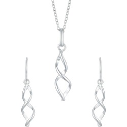 Silver Twist Earrings & Pendant Set