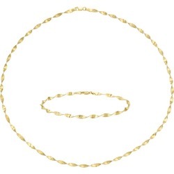 9ct Yellow Gold Herringbone Necklace & Bracelet Set