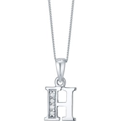 Rhodium-plated Cubic Zirconia Initial H Pendant