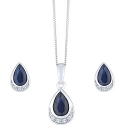 9ct White Gold Sapphire And Diamond Jewellery Set