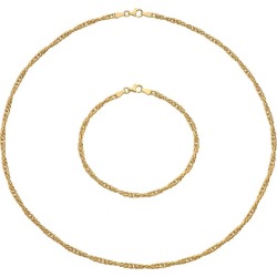 9ct Yellow Gold Chain Necklace & Bracelet Jewellery Set