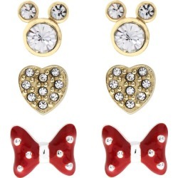 Disney Children's Minnie Mouse Silver & Crystal Earring Set